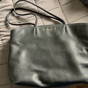 Pebbled Black Leather Tote Bag